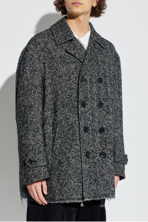 Comme des Garçons Black Doppelreihiger Mantel mit Fischgrätmuster