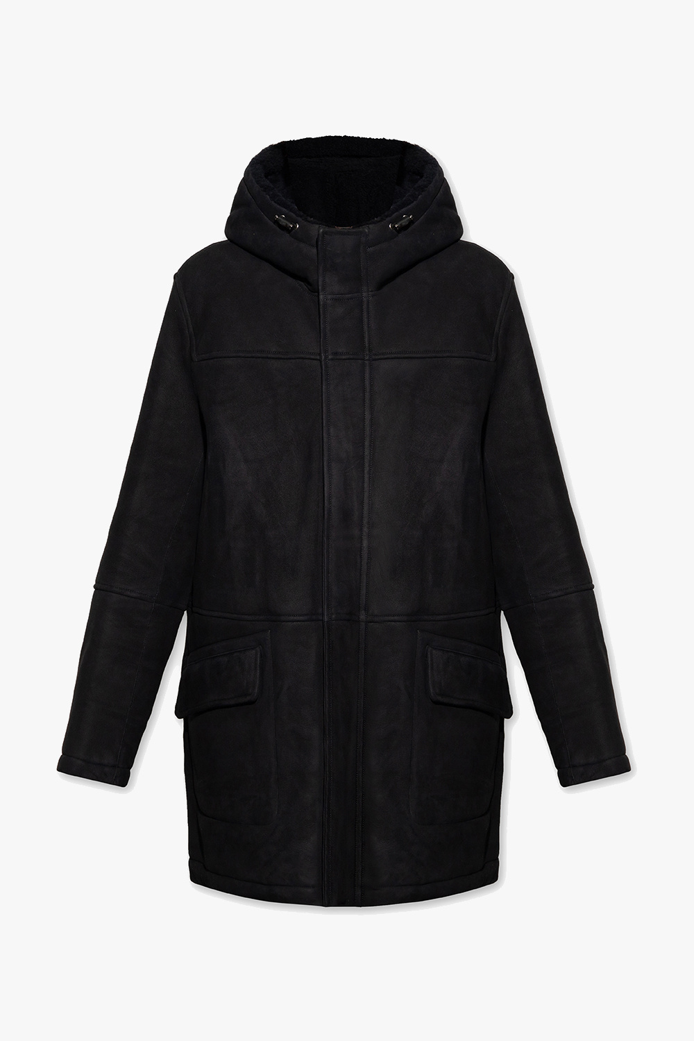 Yves escuro salomon Hooded leather coat