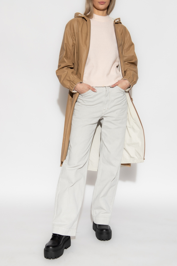 Yves Salomon short-sleeve Hooded reversible coat