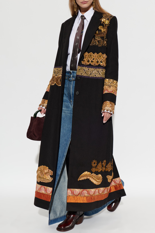 Dries Van Noten Kabát ‘Richy’ s aplikacemi