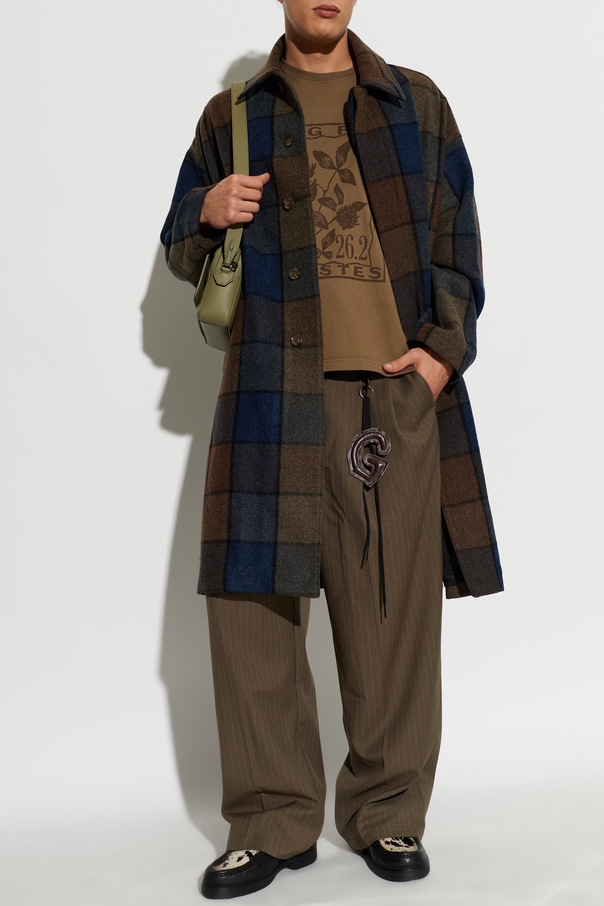Song for the Mute Wool Coat with Check Pattern by Song for the Mute
