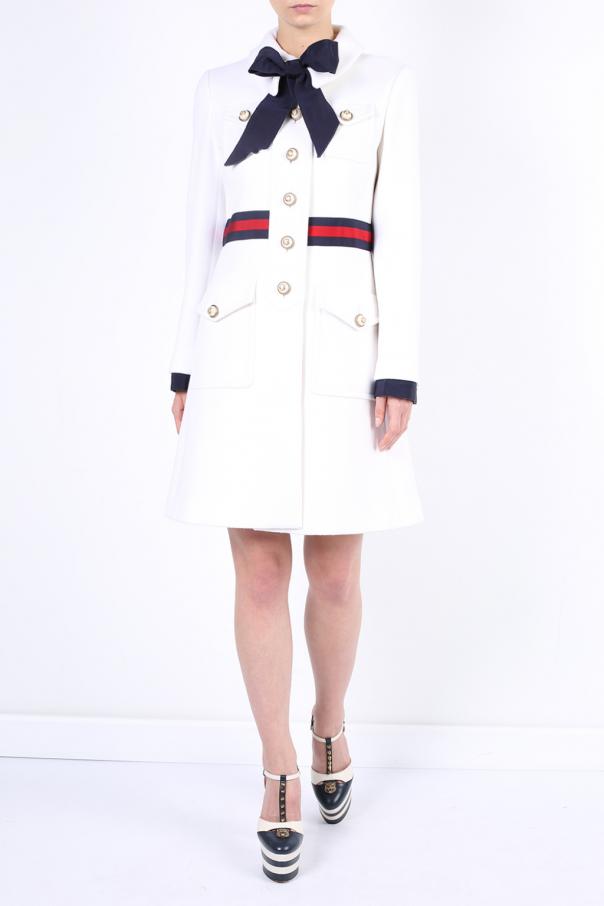 gucci wool coat with web