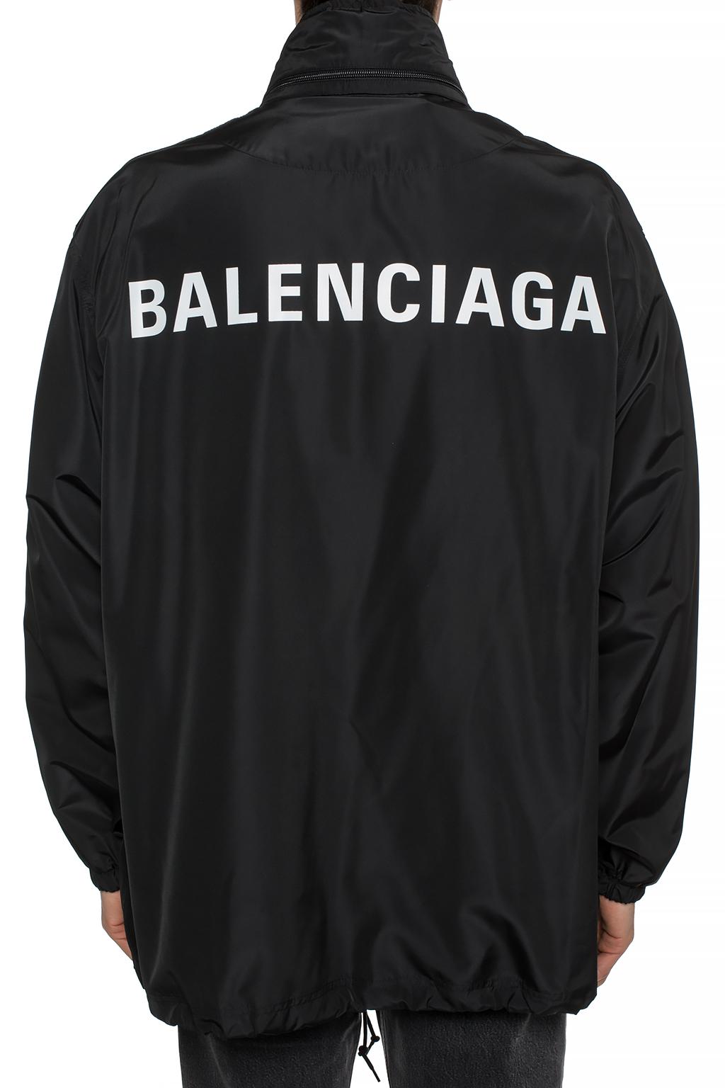 Balenciaga Multi Language Logo Rain Jacket Blue MODES ...