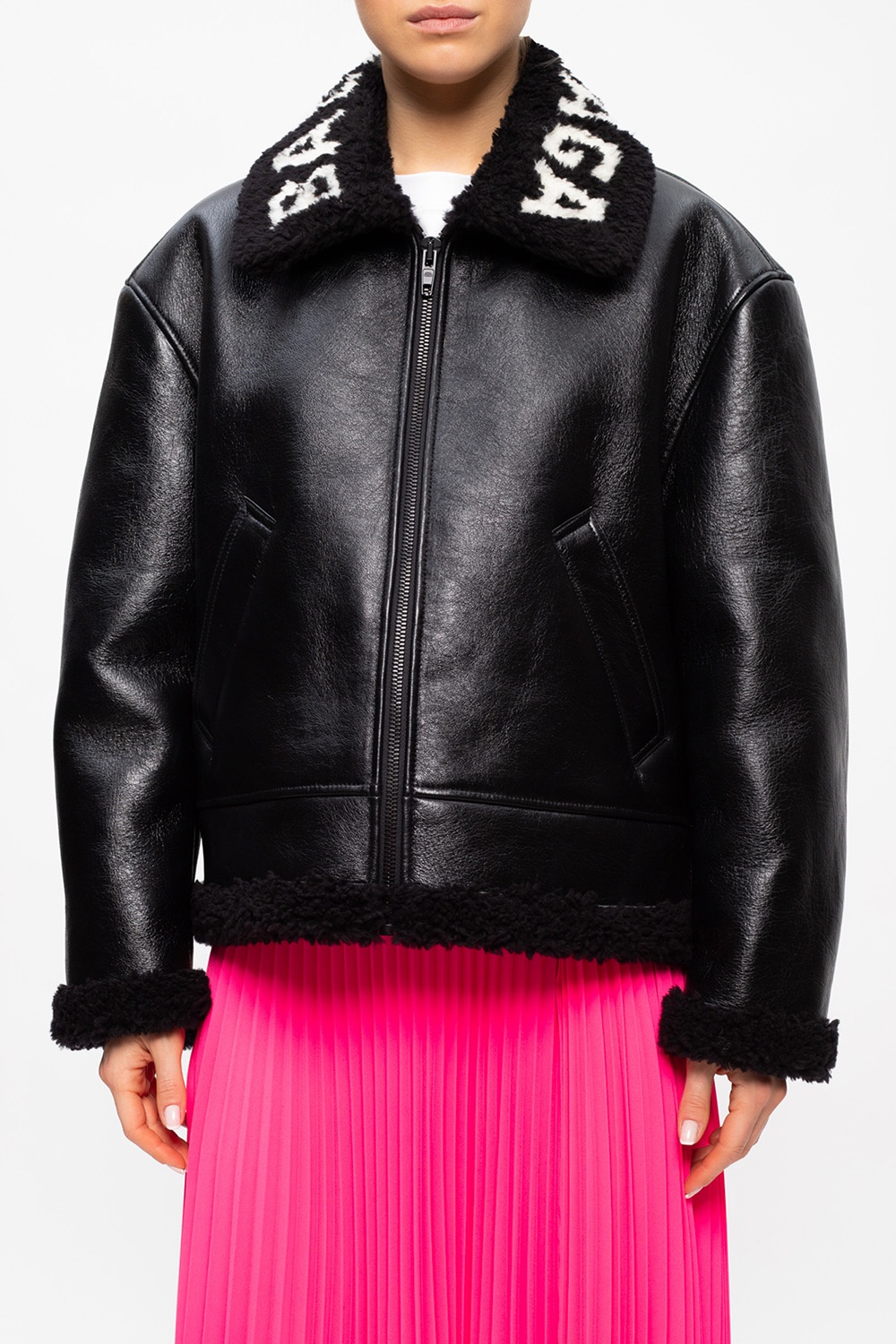 Balenciaga Collared leather jacket