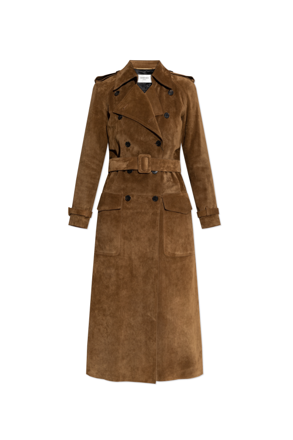 Suede double-breasted coat od Saint Laurent