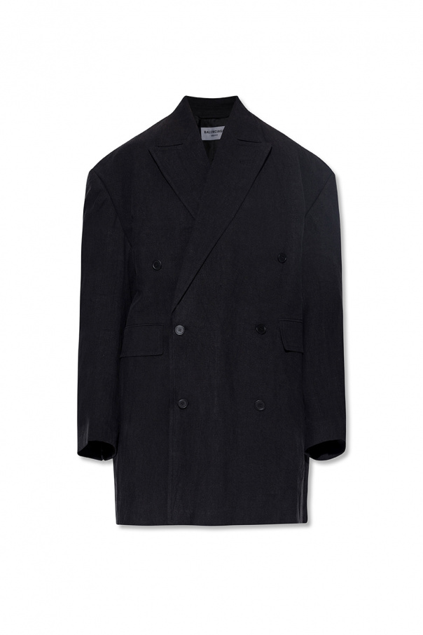 Black Hooded double-breasted coat Balenciaga - Vitkac HK