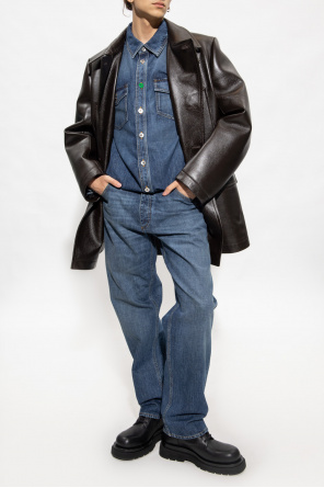 Leather jacket od bottega short-sleeved Veneta