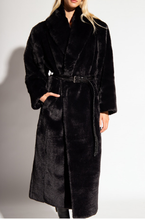 Saint Laurent Faux fur coat with belt