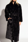Saint Laurent BLACK Faux fur coat with belt