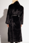 Saint Laurent BLACK Faux fur coat with belt