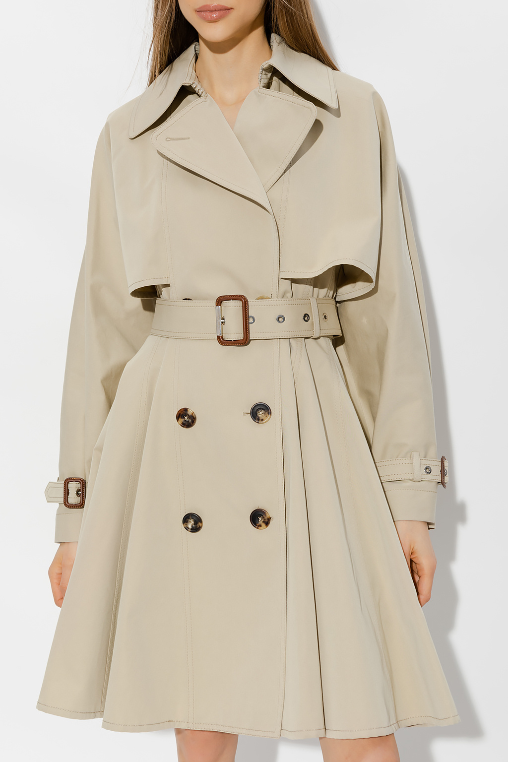 Louis Vuitton Women's Double Breasted Trench Long Coat Cotton with