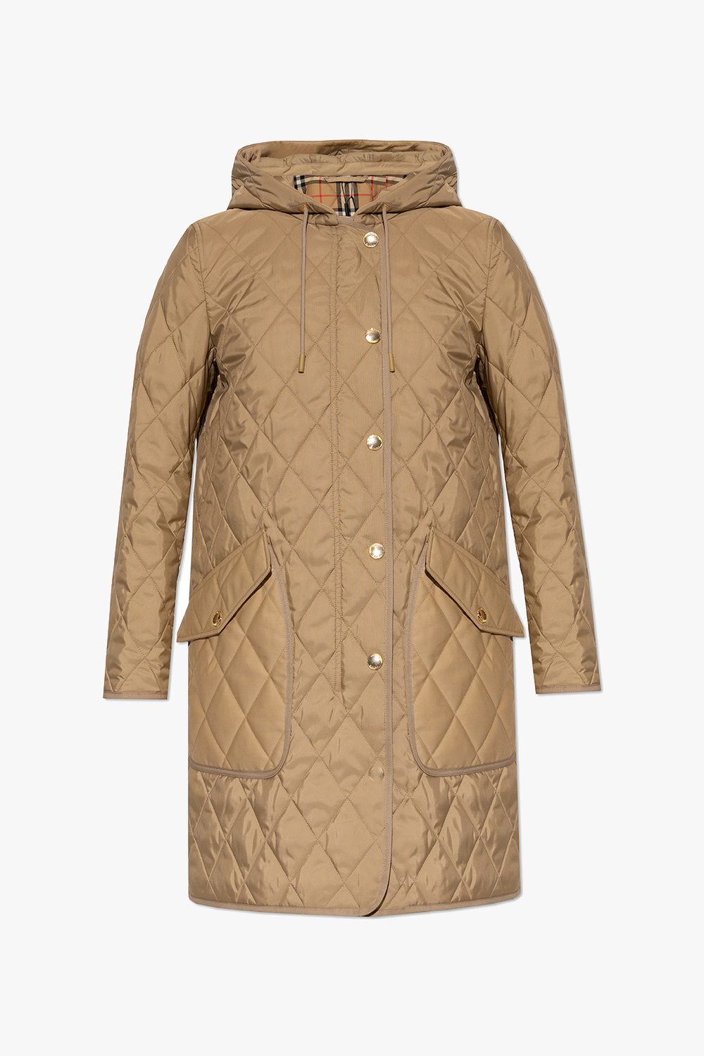 Diamond Quilted Nylon Cropped Jacket in Archive Beige - Women