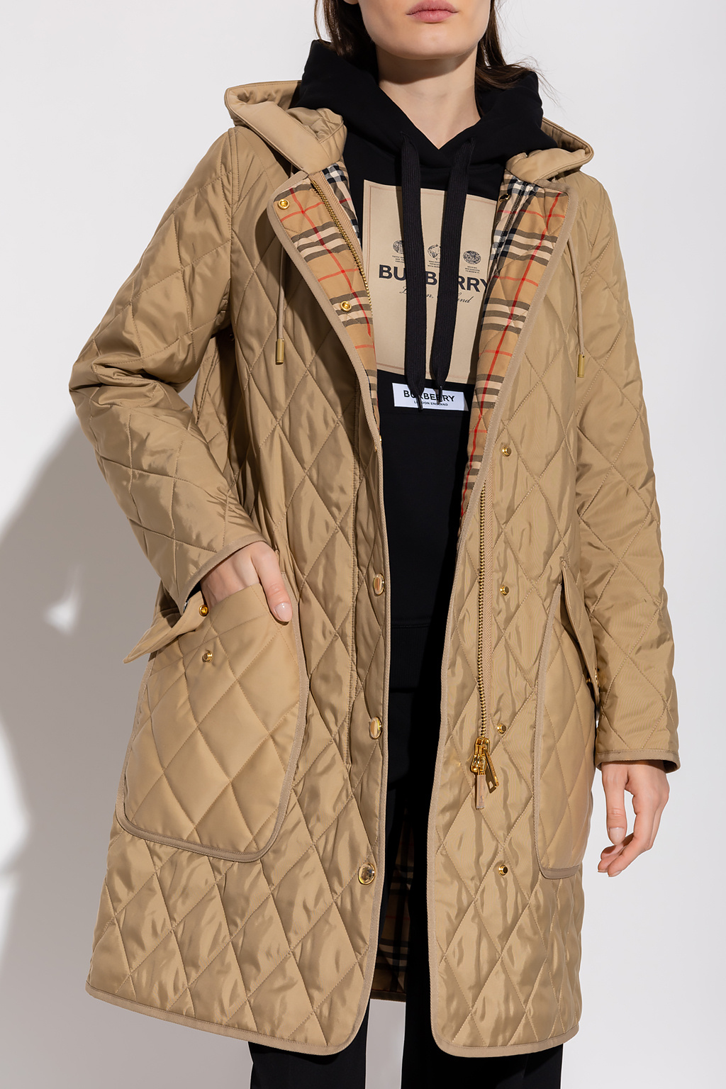 Beige 'Roxby' quilted coat with hood Burberry - Vitkac France