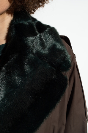 Burberry ‘Kennington’ trench coat with fur collar