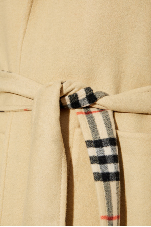 Burberry Wełniany płaszcz z paskiem