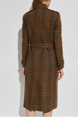 Saint Laurent Abrigo con estampado de cuadros