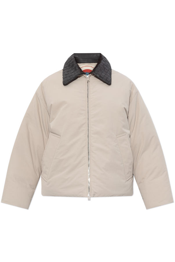 Quilted jacket with leather collar od Bottega Veneta