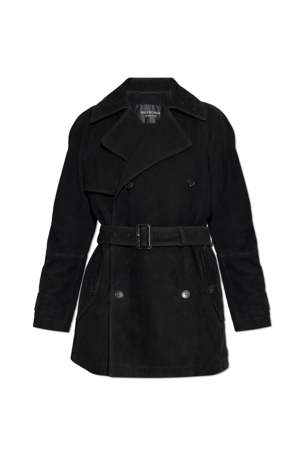 Suede trench coat with belt od Balenciaga