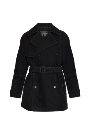 Suede trench coat with belt