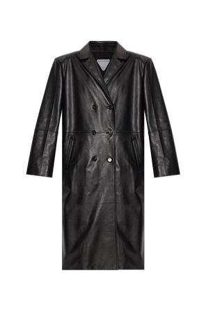 Leather coat with single vent