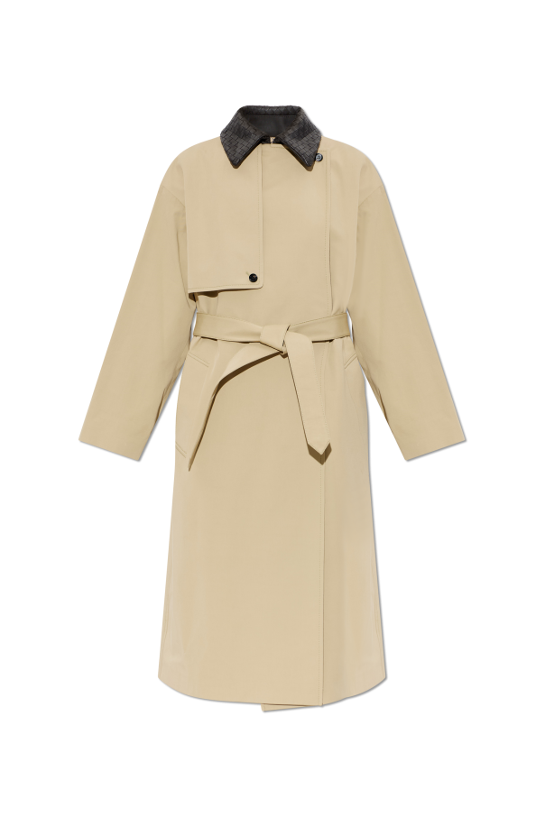 Trench coat with leather collar od Bottega Veneta