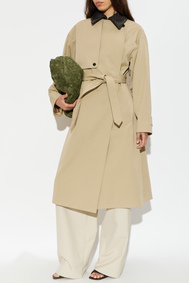 Bottega Veneta Trenčkot s koženým golierom