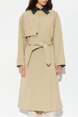 Bottega Veneta Trenčkot s koženým golierom