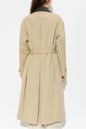 Bottega Veneta Trenčkot s koženým golierom