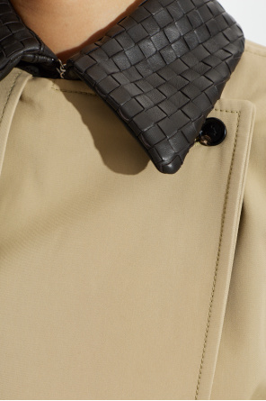 Bottega Veneta Trenčkot s koženým golierom