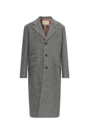 Wool coat with herringbone pattern