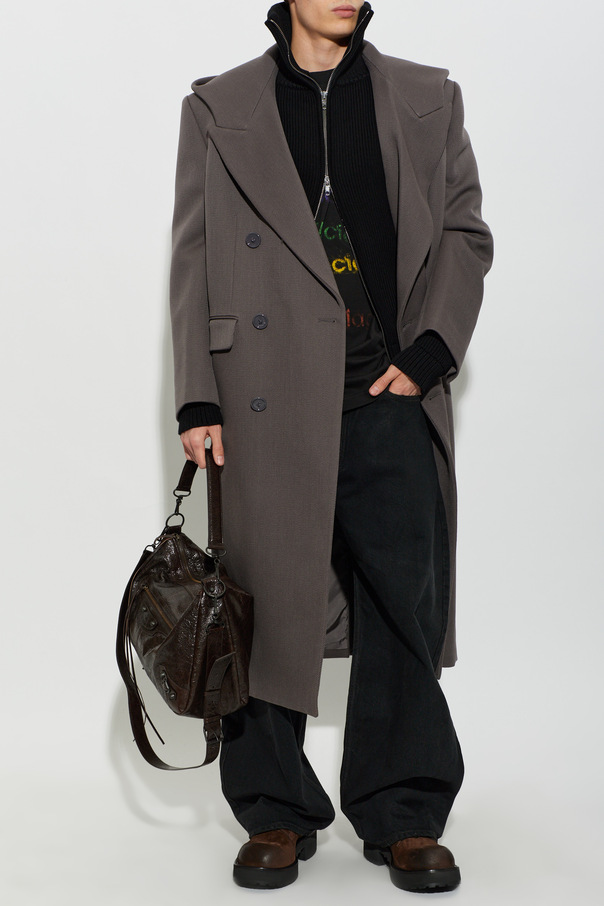 Balenciaga Sobretudo de lã com capuz