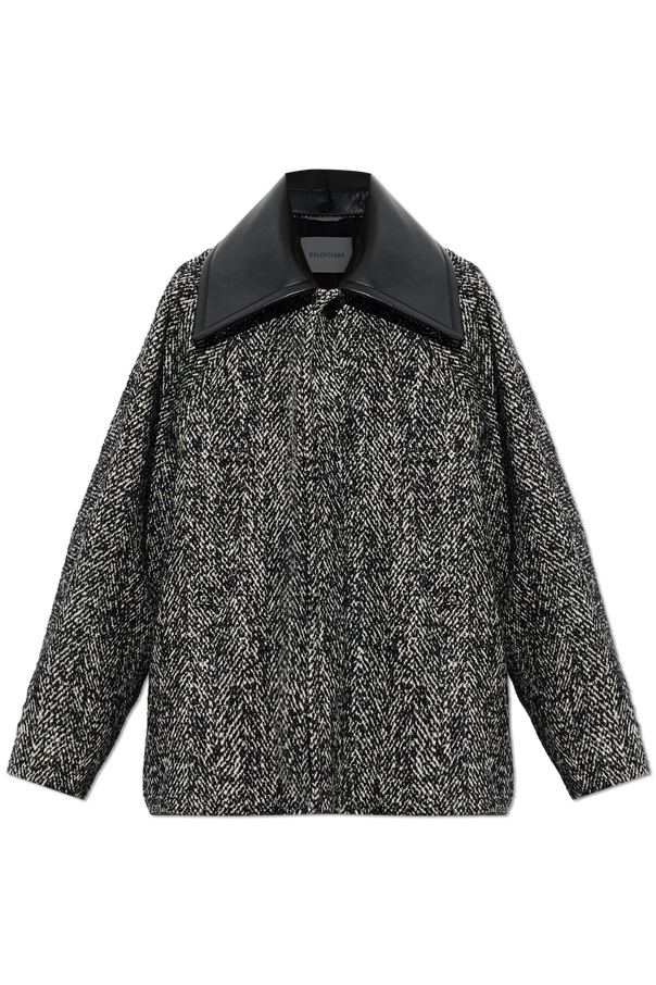 Wool jacket with leather collar od Balenciaga