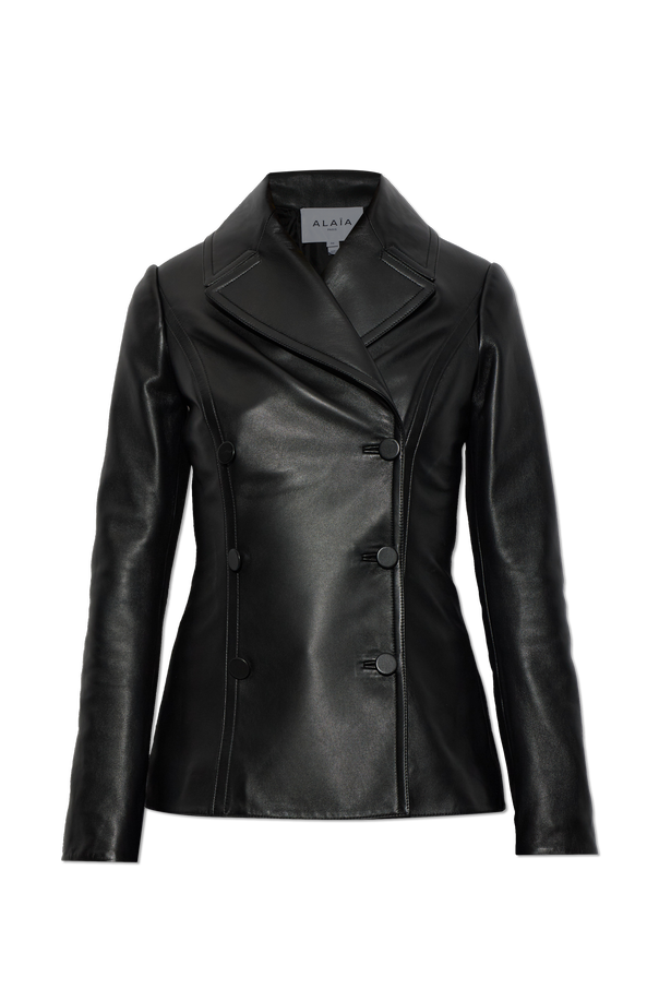 Leather double-breasted coat od Alaïa
