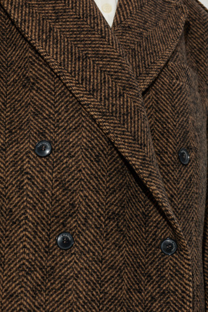 The Mannei Brown herringbone wool coat