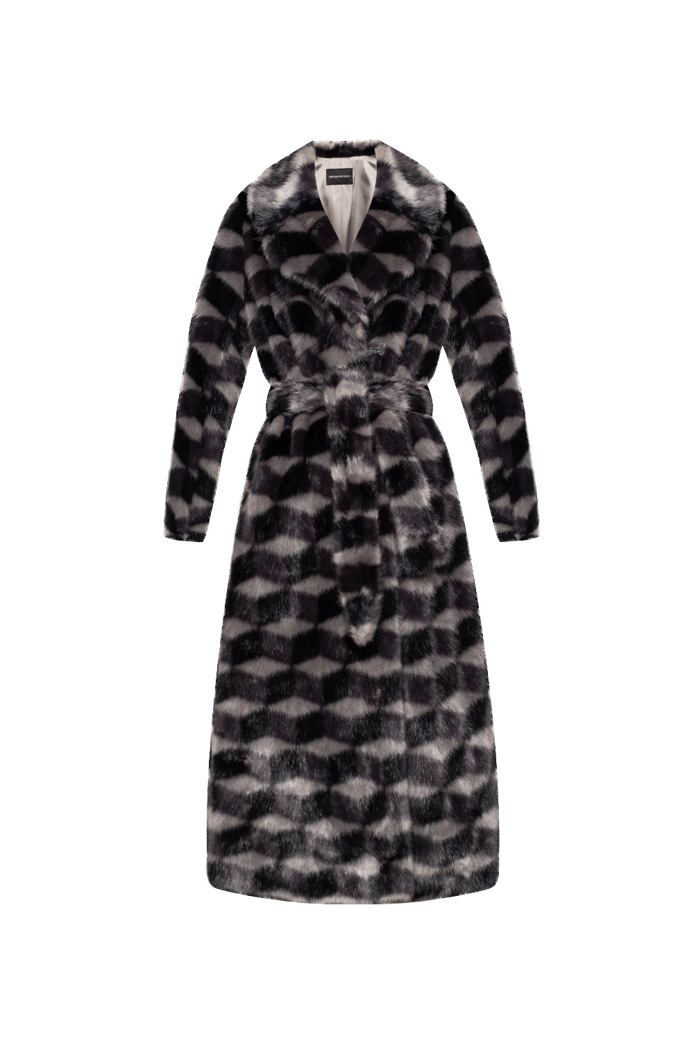 Grey Fur coat with geometrical pattern Emporio Armani - Vitkac TW
