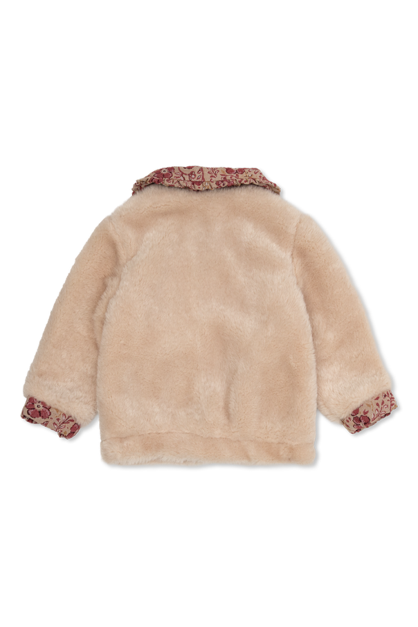 Chloé Kids Beige Teddybear Jacket with Floral Collar by Chloé Kids