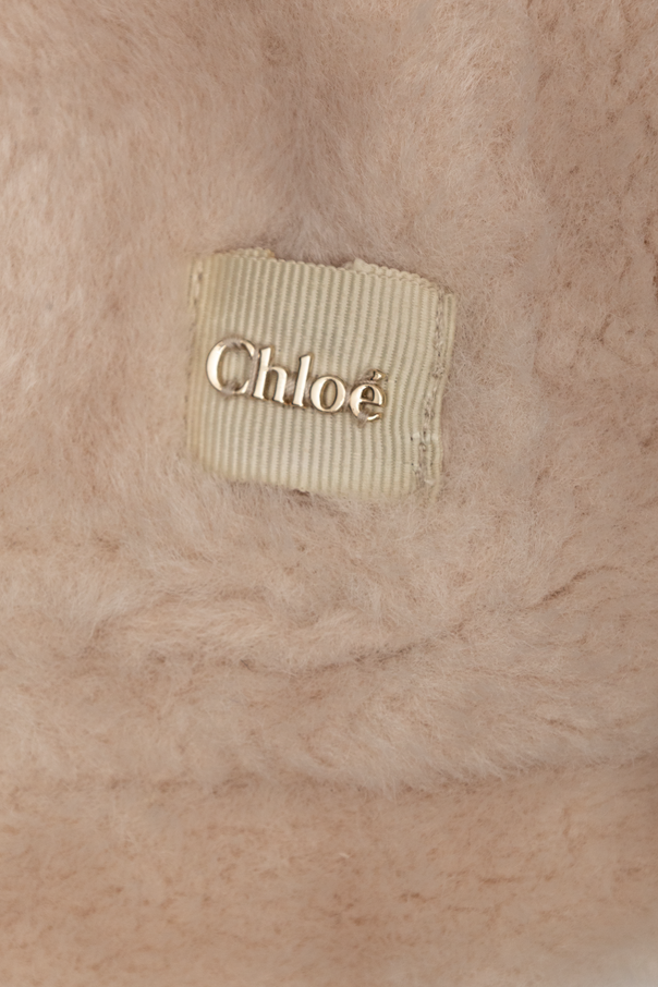 Chloé Kids Beige Teddybear Jacket with Floral Collar by Chloé Kids