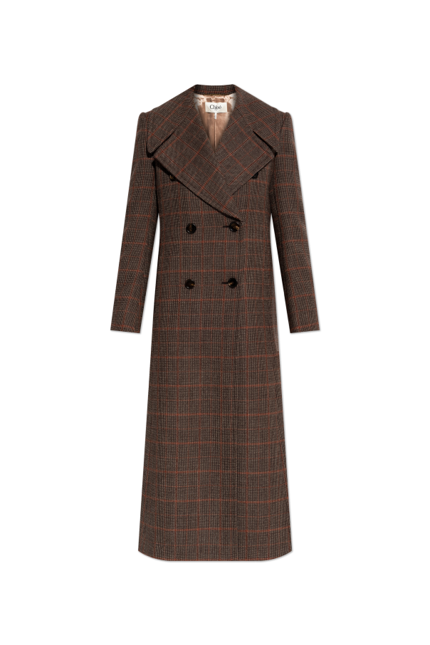 Double-breasted check-pattern coat od Chloé