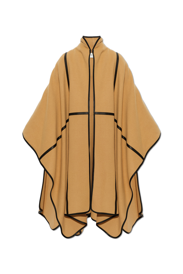 Wool coat with leather trim od Chloé