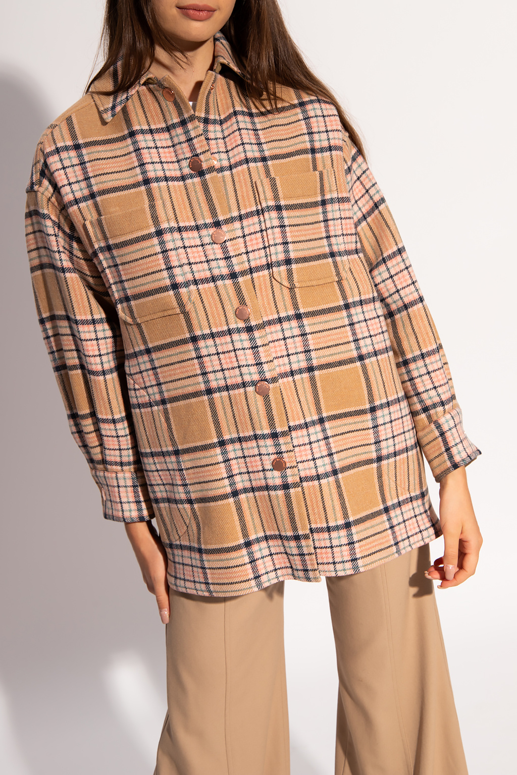 chloe check coat