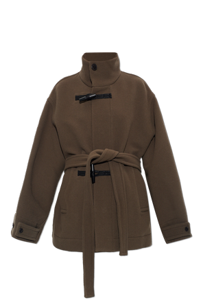 Short wool coat with belt