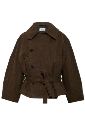 Short double-breasted coat with belt