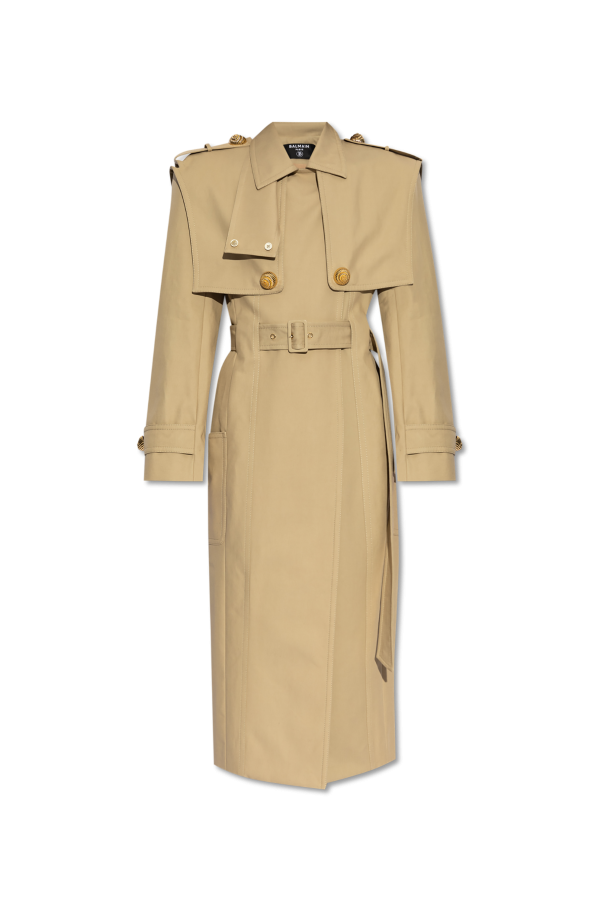 Balmain Cotton trench coat with waist belt