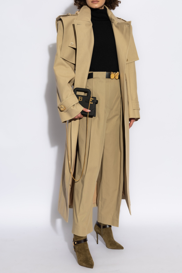 Balmain Cotton trench coat with waist belt