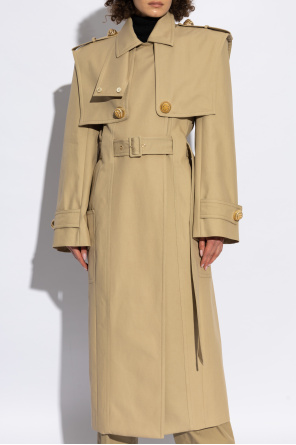 Balmain Cotton trench coat with waist belt