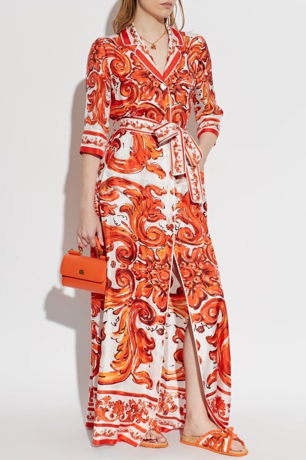 Dolce & Gabbana Long, silk coat with "Majolica" print