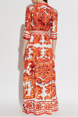 Dolce & Gabbana Long, silk coat with "Majolica" print