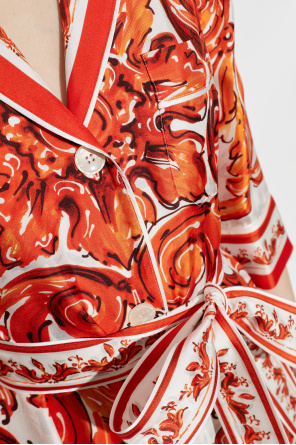 Dolce & Gabbana Long, silk coat with "Majolica" print