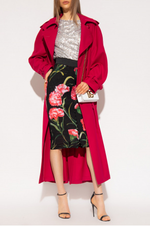 Dolce & Gabbana logo print layered hoodie od floral printed skirt dolce gabbana skirt
