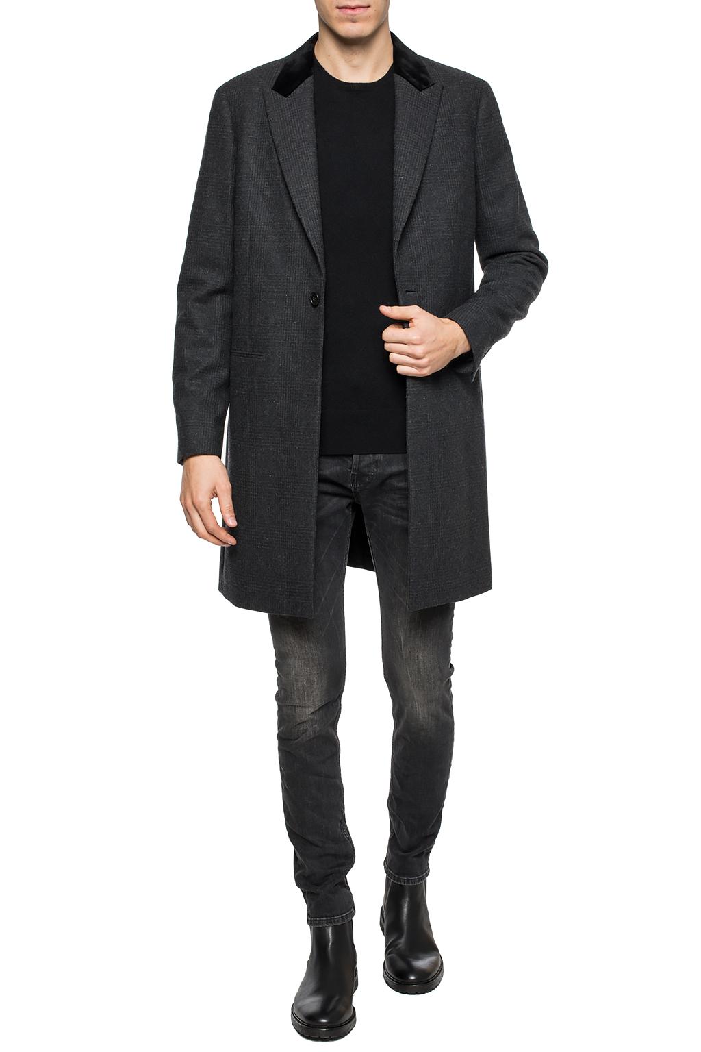grey lapel coat